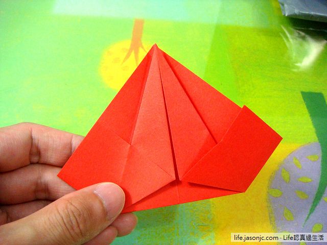 紅元寶摺紙玩具，摺法步驟教學
