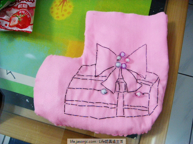 （聖誕活動）聖誕襪DIY，可裝禮物的粉紅色不織布聖誕襪（自己動手做）
